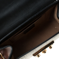 Pre Owned حقيبة كتف غوتشي قفل صغير كانفاس مونوغرامية سوبريم GG وجلد كحلية