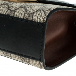 Pre Owned حقيبة كتف غوتشي قفل صغير كانفاس مونوغرامية سوبريم GG وجلد كحلية