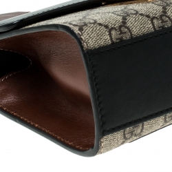 Pre Owned حقيبة كتف غوتشي قفل صغير كانفاس مونوغرامية سوبريم GG وجلد كحلية