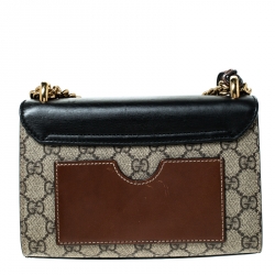 Pre Owned حقيبة كتف غوتشي قفل صغير كانفاس مونوغرامية سوبريم GG وجلد كحلية