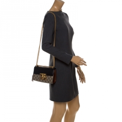 Pre Owned حقيبة كتف غوتشي قفل صغير كانفاس مونوغرامية سوبريم GG وجلد كحلية