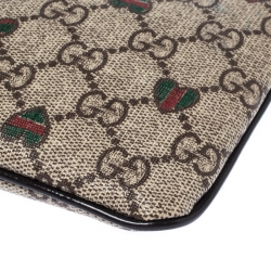 مملوكة مسبقًا Gucci Beige/Brown GG Supreme Canvas Love Wristlet Clutch