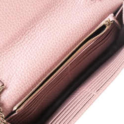 Gucci Nude Pink Leather Interlocking G Wallet On Chain