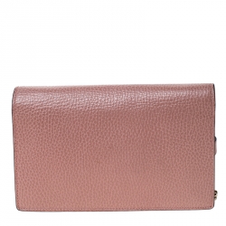 Gucci Nude Pink Leather Interlocking G Wallet On Chain