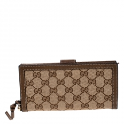 Gucci Beige/Brown GG Canvas and Leather Continental Wallet