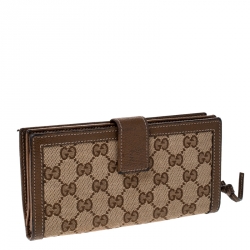 Gucci Beige/Brown GG Canvas and Leather Continental Wallet