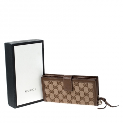 Gucci Beige/Brown GG Canvas and Leather Continental Wallet