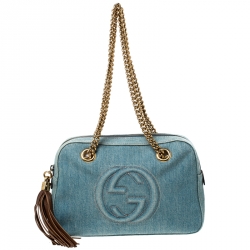 Public Desire Pale Blue Denim Chain Shoulder Bag