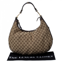 Pre Owned حقيبة غوتشي بيلهام كانفاس GG بيج/إيبوني متوسطة