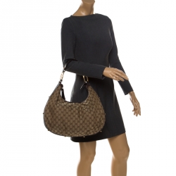 Pre Owned حقيبة غوتشي بيلهام كانفاس GG بيج/إيبوني متوسطة