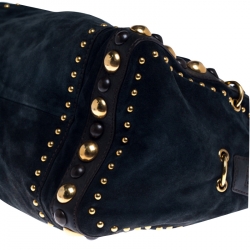 مملوكة مسبقًا Gucci Dark Green Suede and Leather Large Babouska Indy Boston Bag