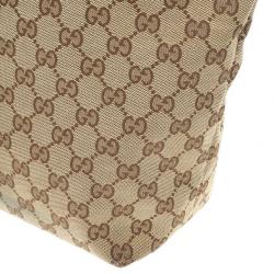 Pre Owned Gucci Beige GG Denim Canvas Bucket Tote