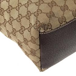 Pre Owned Gucci Beige GG Denim Canvas Bucket Tote