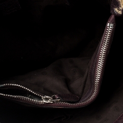 Pre Owned Gucci Beige/Purple GG Canvas Medium Bamboo Bar Tote