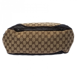 Pre Owned Gucci Beige/Brown GG Canvas and Leather Medium Charlotte Hobo