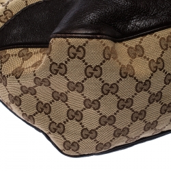 Pre Owned Gucci Beige/Brown GG Canvas and Leather Medium Charlotte Hobo