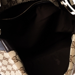 Pre Owned Gucci Beige/Brown GG Canvas and Leather Medium Charlotte Hobo