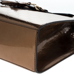 مملوكة مسبقًا Gucci Bronze Guccissima Patent Leather Large Emily Chain Shoulder Bag