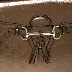 مملوكة مسبقًا Gucci Bronze Guccissima Patent Leather Large Emily Chain Shoulder Bag