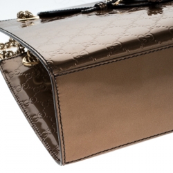 مملوكة مسبقًا Gucci Bronze Guccissima Patent Leather Large Emily Chain Shoulder Bag