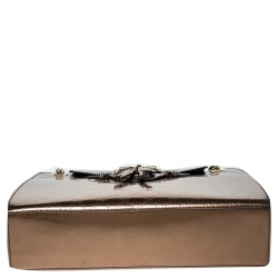 مملوكة مسبقًا Gucci Bronze Guccissima Patent Leather Large Emily Chain Shoulder Bag