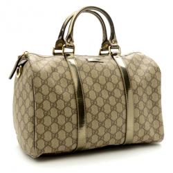 Pre Owned Gucci Gucissima Metallic Joy Boston Bag