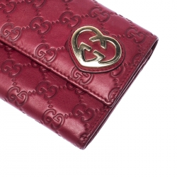 Gucci Red Guccissima Leather Lovely Heart Continental Wallet
