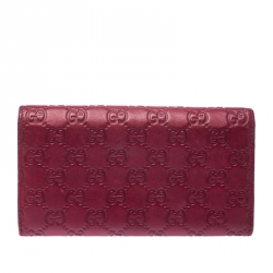 Gucci Red Guccissima Leather Lovely Heart Continental Wallet