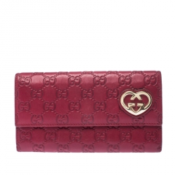 Gucci Red Guccissima Leather Lovely Heart Continental Wallet