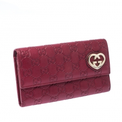 Gucci Red Guccissima Leather Lovely Heart Continental Wallet