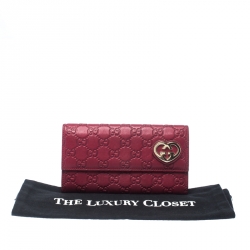 Gucci Red Guccissima Leather Lovely Heart Continental Wallet