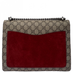 مملوكة مسبقًا Gucci Beige/Red GG Supreme Canvas and Suede Medium Dionysus Shoulder Bag