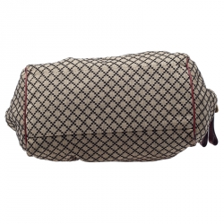 Pre Owned حقيبة غوتشي سوكي بوسطن متوسطة كانفاس GG حمراء/ بيج