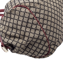 Pre Owned حقيبة غوتشي سوكي بوسطن متوسطة كانفاس GG حمراء/ بيج