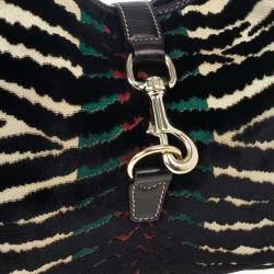 Pre Owned Gucci Zebra Print Web Canvas Jackie O Bouvier Hobo