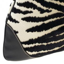 Pre Owned Gucci Zebra Print Web Canvas Jackie O Bouvier Hobo