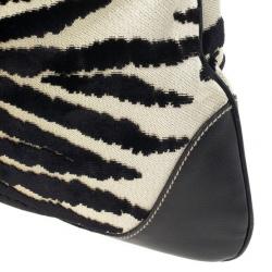 Pre Owned Gucci Zebra Print Web Canvas Jackie O Bouvier Hobo