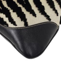 Pre Owned Gucci Zebra Print Web Canvas Jackie O Bouvier Hobo