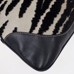 Pre Owned Gucci Zebra Print Web Canvas Jackie O Bouvier Hobo