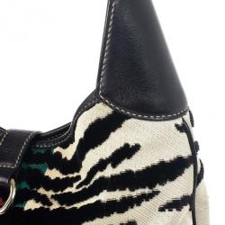 Pre Owned Gucci Zebra Print Web Canvas Jackie O Bouvier Hobo