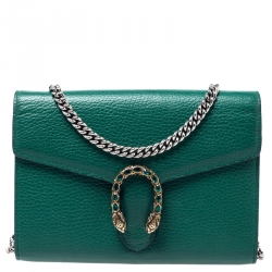 Gucci Green Leather Dionysus Wallet On Chain           