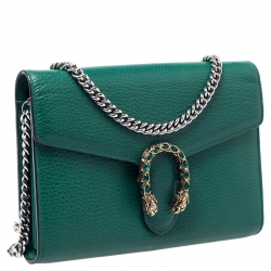 Gucci Green Leather Dionysus Wallet On Chain           
