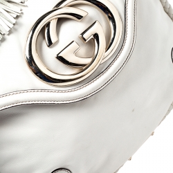 Pre Owned حقيبة غوتشي بريت جلد متوسطة كريمية بشراشيب