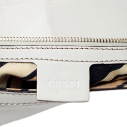 Pre Owned حقيبة غوتشي بريت جلد متوسطة كريمية بشراشيب