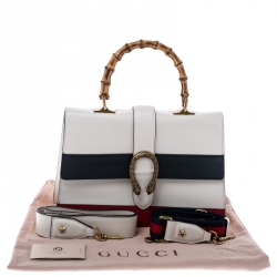 Pre Owned Gucci Tri Color Leather Bamboo Handle Large Dionysus Bag