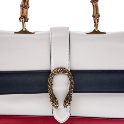 Pre Owned Gucci Tri Color Leather Bamboo Handle Large Dionysus Bag