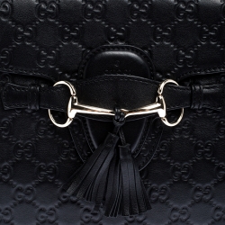 Pre Owned Gucci Black Guccissima Leather Large Emily Chain Shoulder Bag