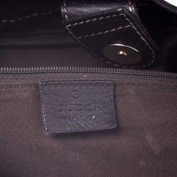 Pre Owned Gucci Beige/Dark Brown GG Canvas and Leather D Ring Tote