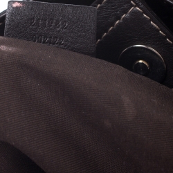 Pre Owned Gucci Beige/Dark Brown GG Canvas and Leather D Ring Tote