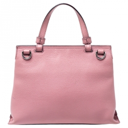 Pre Owned Gucci Pink Leather Bamboo Daily Top Handle Bag